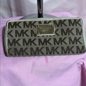Michael Kors Gray and Brown Logo Wallet